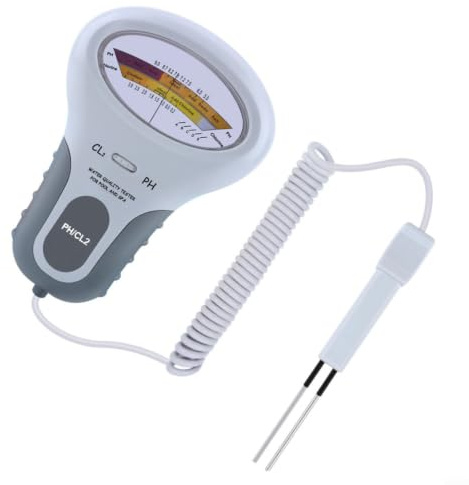 PC102 2-in-1 Wasserqualitäts Tester Für Schwimmbad & Spa, Digital PH Und CL2 Messgerät Mit Großem Display, Tragbare Für Aquarium, Leitungswasser Und Brauerei, Weiß