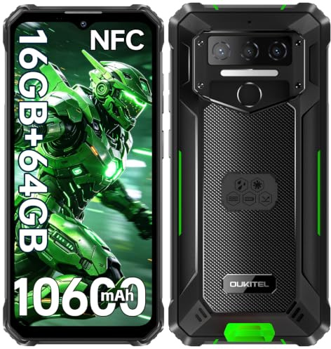 OUKITEL WP23S Rugged Smartphone 10600mAh, Android 15 Rugged Mobile Phones | 16GB RAM+64GB ROM Tough Smartphone, 6.52” Display, 13MP Camera, 4G Dual SIM, IP68/69K Waterproof Phone, NFC, Fingerprint, OTG