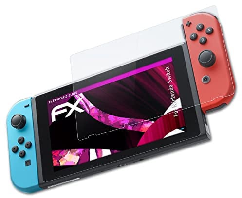 atFoliX Lámina Protectora de plástico Cristal compatible con Nintendo Switch Película Vidrio, 9H Hybrid-Glass FX Protector Pantalla Vidrio templado de plástico