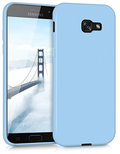 kwmobile Hülle kompatibel mit Samsung Galaxy A5 (2017) Hülle - weiches TPU Silikon Case - Cover geeignet für kabelloses Laden - Hellblau matt