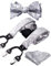HISDERN Grau Herren Hosenträger mit 6 starken Clips Extra Breit Paisley Y Form Hosenträger für Herren mit Fliege Einsteckuch Set…