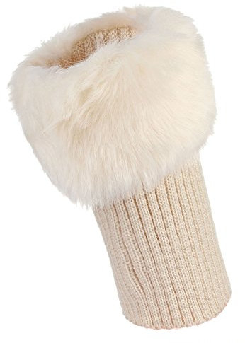 La vogue Damen Faux Pelz Kurz Stulpen Strickstulpen Legwarmer Socken Boot Abdeckung Beige