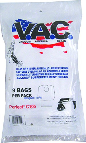 Vacuum America Clean VAC 4 Perfect C105 H-10 HEPA Filtration (Pack of 9)