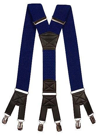Olata 6 Clip Herren Hosenträger/extra breite Y-Hosenträger – 5 cm. Königsblau