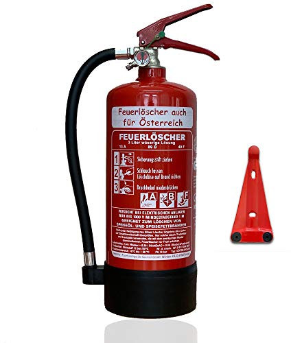 Brandengel® Feuerlöscher 3L Fettbrand Auto auch für Österreich NEU DIN EN 3 GS + Wandhalter + Manometer + Standfuß 13 A, 89 B, 40F = 4LE (Ohne Prüfnachweis u. Jahresmarke) für Haushalt, gewerblich