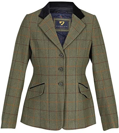 Aubrion - Chaqueta para Concurso de Salto Hípico Saratoga para Mujer (46 in / 116 cm) (Rojo, Amarillo, Azul)
