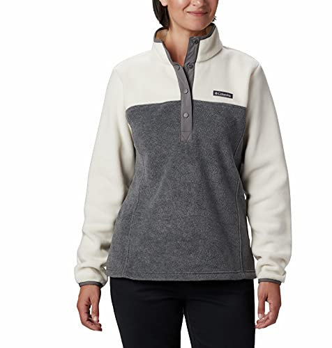 Columbia Women's Benton Springs 1/2 Snap Pullover, Fleece Pull Over, City Grey Heather/Chalk, Size XS