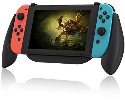 Gaming Grip Case for Nintendo Switch, Charging Grip Case with Game Card Storage Box, Compatible 5V 2A AC Adapter with Type-C Cable for Switch Console, Crack blue