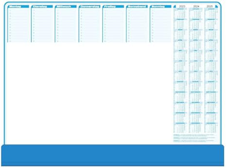 Schreibtischunterlage Papier 50 Blatt mit Schutzleiste Kalender 2025/2026 Größe 56,5 x 42 cm Farbauswahl, Farbe:Blau