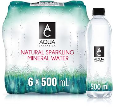 AQUA Carpatica 500ml x 6 - Pure Natural Sparkling Mineral Water for Optimal Hydration, Nitrate-Free, Abundant in Calcium & Magnesium, Naturally Alkaline, Enriched with Natural Electrolytes