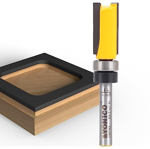 Yonico Router Bits Pattern Bit Flush Trim 1/2-Inch X 1-Inch Top Bearing 1/4-Inch Shank 14074q