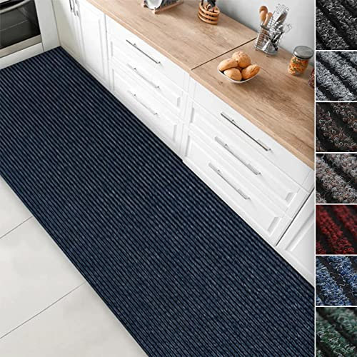 Floordirekt Küchenläufer Granada - Teppich-Läufer auf Maß für die Küche - Breite: 80 cm - Moderne & hochwertige Wohnteppiche (Blau, 80 x 150 cm)