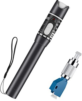 Moocci Fiber Visual Fault Locator 30mW 30KM - VFL Fiber Optic Cable Tester Meter Kit with FC Male to LC Female Adapter - Fiber Optic Tools Source Tester Detector for LC/FC/SC/ST, Network Cable Test