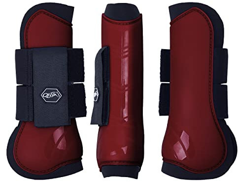 QHP Hartschalen-Gamaschen vorne innen Neopren Klettverschluss (Warmblut, Porto red)