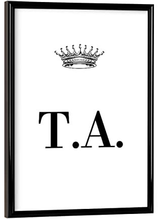 artboxONE Poster mit schwarzem Rahmen 18x13 cm Schwarzweiß Queen TA - Bild Personalisierung Buchstabe Buchstabe-TA