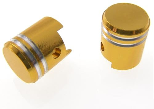 2EXTREME Ventilkappen Set Kolben gold kompatibel für Roller, Scooter, Mofa, Motorrad, Vespa, universal