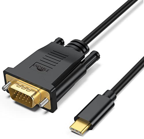 USB C to VGA Cable 3ft, UV-CABLE USB Type-C to VGA Male Cable Adapter [Thunderbolt 3] Compatible Converter foriMac, MacBook Pro, MacBook Air, Surface Book 2, Chromebook and More and More
