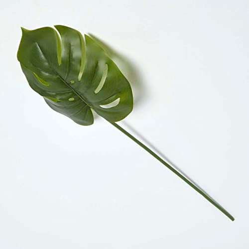 Homescapes Langstieliges kleines Monstera-Blatt künstlich grün 70 cm, Kunstblätter Deko