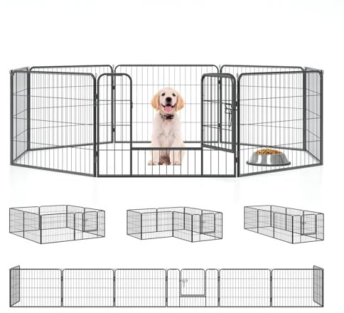 QianRuiDa Welpenauslauf Haustier Zaun Falten Welpenlaufstall Hundelaufstall Metall Playpen Übung Outdoor Freigehege für Hund (8-Stück, 60cm)