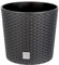 BigDean Blumentopf 25cm - Rattan-Optik - Anthrazit - Pflanzkübel mit Einsatz - Rattan-Blumentopf Pflanztopf rund - In/Outdoor - Höhe 22,5 cm