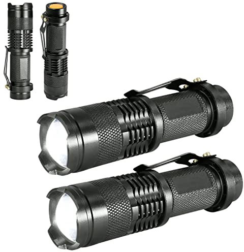 Eaxus® 2er Set LED Taschenlampe Glow-X - Profi Minitaschenlampe mit Clip, extrem hell