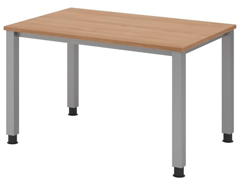 bümö manuell höhenverstellbarer Schreibtisch 120x80 cm in Nussbaum - PC Tisch höhenverstellbar & klein, höhenverstellbarer Tisch Büro, Kleiner Computertisch verstellbar