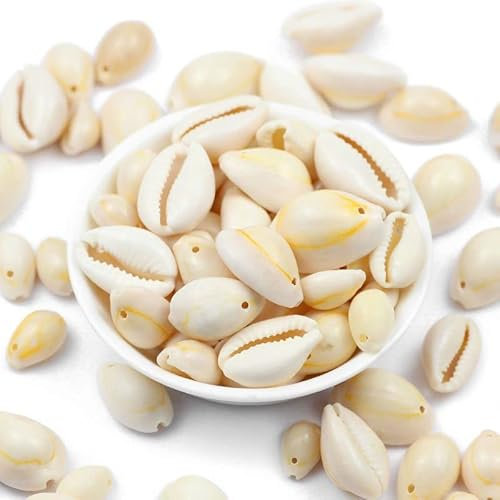 YIEUR 200 Stück Natürlichen Muschel Perlen mit Loch zum Auffädeln Beige Spirale Kauri Muscheln Bastelnmuscheln 13 bis 14mm für DIY Schmuck Machen oder Deco Handwerkmuschel perlen(A)