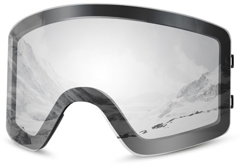 Odoland Ski Goggles Set with Detachable Magnetic Lens, Frameless Interchangeable Lens for Cloudy or Sunny, Anti-Fog UV Protection Men Women Snow Goggles for Skating Skiing and Snowboard Transparent