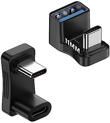 YUNKOZAND 180° USB Adapter, 180 Degree Angle USB-C Male to USB-C Female PD 100W 4K60Hz Adapter