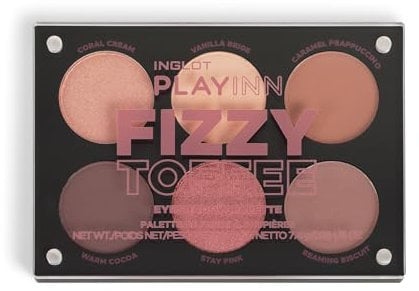 Inglot Playinn Lidschatten-Palette Fizzy Toffee | Matte und schimmernde Lidschatten | klassisch braun und beige mit schillernder Rose | Universalfarben | Eyeshadow Palette | 8g