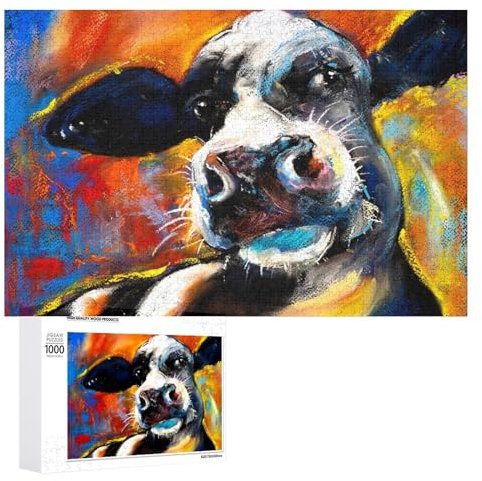 Puzzles for Adults 1000 Pieces, Cattle Modern Art Jigsaw Puzzle Fun Family Challenging Puzzles Puzzle Game