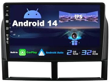 SXAUTO Android 14 Autoradio pour Jeep Grand Cherokee WJ (1998-2004) - sans Fil Carplay + Android Auto - 2G+32G - Caméra arrière Gratuit - IPS 9 Pouce 2 Din - Dab Volant Fast-Boot DSP Split-Screen