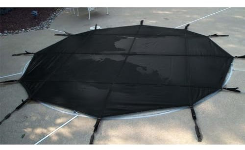 Cobertor Piscina Cubierta Funda Negro Red De Seguridad De La Piscina Polvo Cubierta De Protección De Piscinas Redondo Invierno Tapa De Piscinas Enterradas Con Hardware De Instalación ( Size : 30ft/910