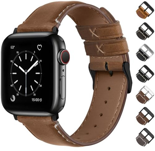 Fullmosa Correa Apple Watch 40mm 42mm（Series 11 10） 41mm 38mm de Cuero Vintage Para Hombres Y Mujeres,Pulsera de Piel Real de Grano Superior para iWatch Se Ultra 3/2/1 Serie 11/10/9/8/7/6/5/4/3/2/1