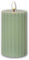 world-trading-net - 2er Set LED Stumpenkerzen Stripe, Höhe 15cm, Durchmesser 7,5cm, grün, Timer, 3D Flamme