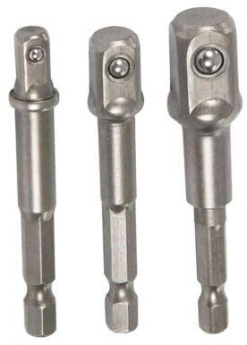 3Pcs Socket Adapter Hex Shank to 1/4'' 3/8'' 1/2'' Impact Driver Drill Bits Set