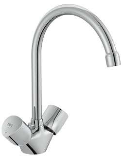 Roca A5A848EC00 Mezclador Bimando Fregadero/Lavadero, Coleccion Brava, Caño Alto, Cromado