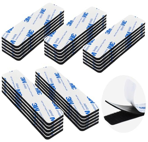VFANDV Belcro Adhesivo Doble Cara Fuerte, 20 Piezas Belcro Adhesivo Doble Cara Extrafuerte Reutilizable Cinta Adhesiva Doble Cara Negro Cinta Belcro Adhesivo Fuerte para Doméstica (3x10cm)
