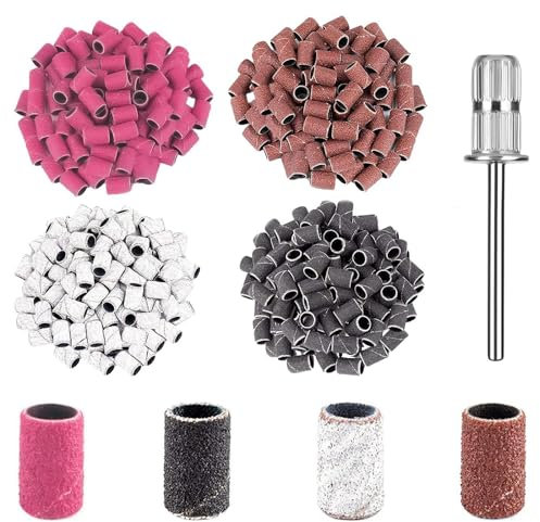 XIATIAN 221 Pièces Embouts Ponceuse Manchons, Ongles Bandes de Ponçage Professionnelles 80# 120# 180# 240# Ponceuse Rouleaux Lime Ongles pour Manucure Pédicure (1*Forets à Ongles)