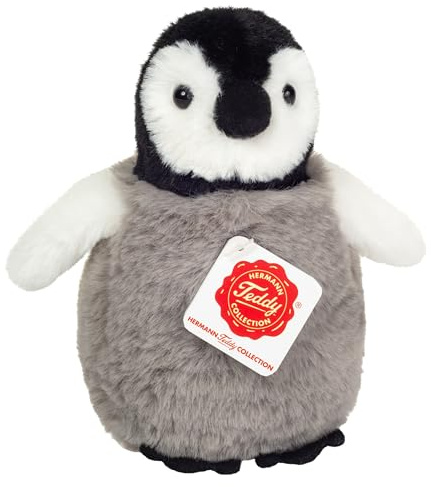 Teddy Hermann 90038 Pinguin 15 cm, Kuscheltier | Besonders flauschiger Premium-Plüsch, mit viel Liebe zum Detail, ab 0 Monaten, waschbar, weicher Plüsch