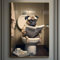Lustige Badezimmer-Leinwand-Kunst, Bulldogge, Poster für Wände, Hund, Tier, das Zeitung auf der Toilette liest, Badezimmer, Tierbilder, Humor, Leinwandbild, Hund auf Toilette, Wandkunst, 40,6 x 61 cm,