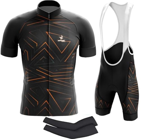 Herren Fahrradbekleidung Set Herren Kurzarm Fahrrad Trikot Set,Kurzarm Herrentrikot Radhose Radtrikots für Herren Schnelltrocknend Atmungsaktiv mit 9D Sitzpolster (P6,L)