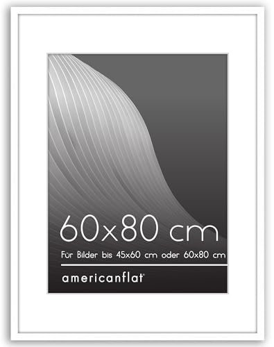 Americanflat 60x80 cm Bilderrahmen in Weiß - 45x60 cm mit Matte und 60x80 cm ohne Matte - Horizontale und vertikale Formate für Wand