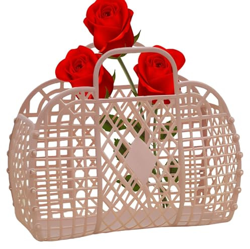 yybng Jelly Bags Für Damen Mädchen Jelly Bag, Kunststoff Jelly-Strandtasche, Sommer Mesh Strandtasche Mit Griff, Einkaufshandtaschen, Für Urlaub, Picknick, Reisen
