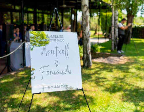 Cartel de Boda Espejo, 60 x 50 cm, Bienvenidos a la Boda, Cartel de Bienvenida de Metacrilato Efecto Espejo, Carteles de Boda Personalizados, Boda Premium