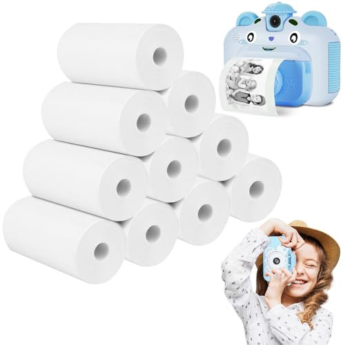 NVIYAM Papier Thermique, 10 Rouleaux Papier Imprimante Thermique, 57 x 25 mm Rouleau de Papier Thermique Blanc, Papier Thermique pour Appareils Photo iInstantanés pour Enfants