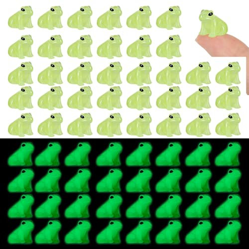 GEEHUA Lot de 70 mini grenouilles vertes en résine - Décoration de jardin - Figurines miniatures phosphorescentes - Figurines miniatures de paysage - Accessoires de décoration pour la maison