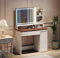 Dripex Schminktisch mit Beleuchtung, moderner Schminktisch mit Spiegel, Dressing Table 3 Farben mit Einstellbarer Helligkeit, Vanity Desk für Make Up Dressing, Vintage Braun