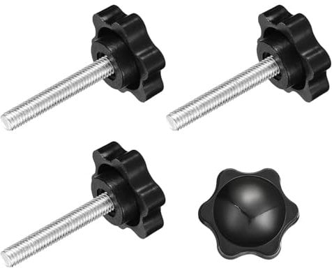 sourcing map 4Pcs Clamping Screw Knob, M5 x 30mm Hex Shaped Star Knob Plastic Grips Hand Tightening Screw Handle for Umbrella Base Mechanical Furniture, 32mm Dia