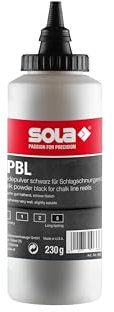 Sola CPBL Schlagschnur-Kreide Schwarz - Füllmenge 230 g - Schlagschnur-Pulver Schwarz, Ersatz-Kreide für Schlagschnur - beste Hafteigenschaften - widerstandsfähig bei Regen - schwer entfernbar